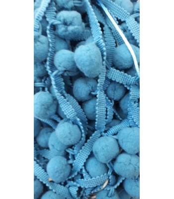 Tρέσα με Πον Πον Πετρόλ Σκούρο 2.2εκ. (ανά μέτρο)